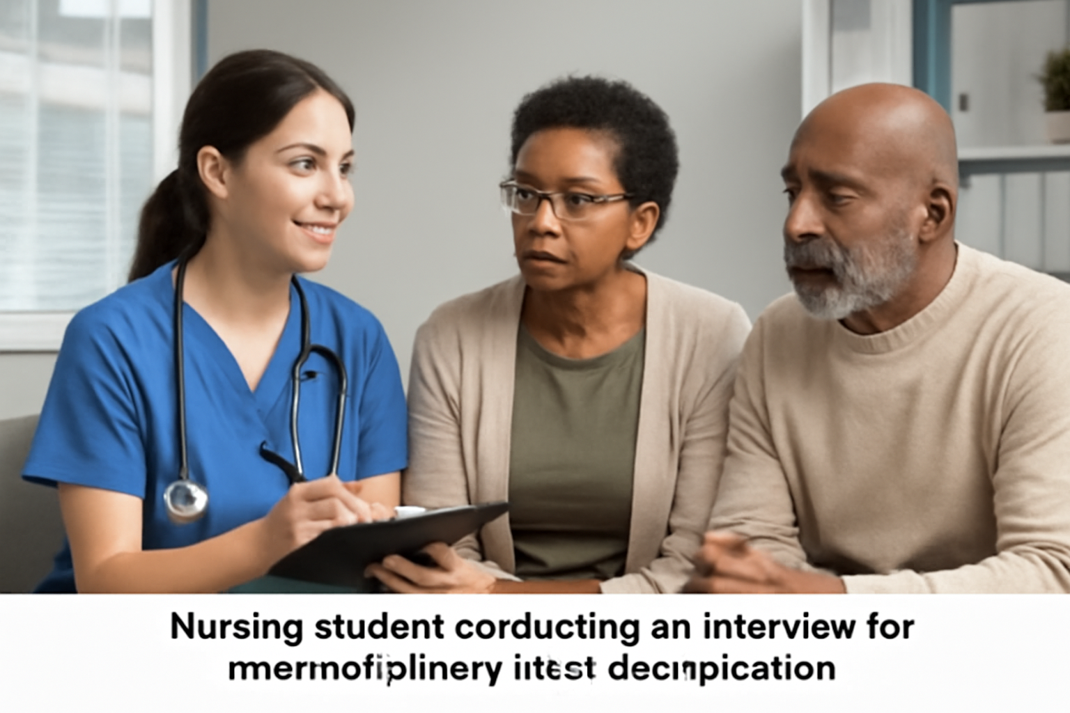 Nursing student conducting an interview for interdisciplinary issue identification